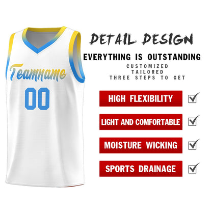 Custom White Personalized Gradient Font Sports Uniform Basketball Jersey