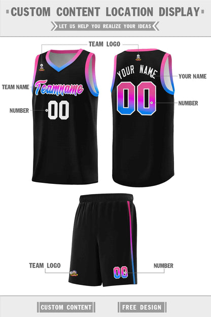 Custom Black Personalized Gradient Font Sports Uniform Basketball Jersey