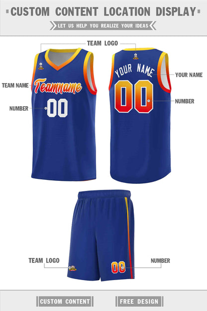 Custom Royal Personalized Gradient Font Sports Uniform Basketball Jersey