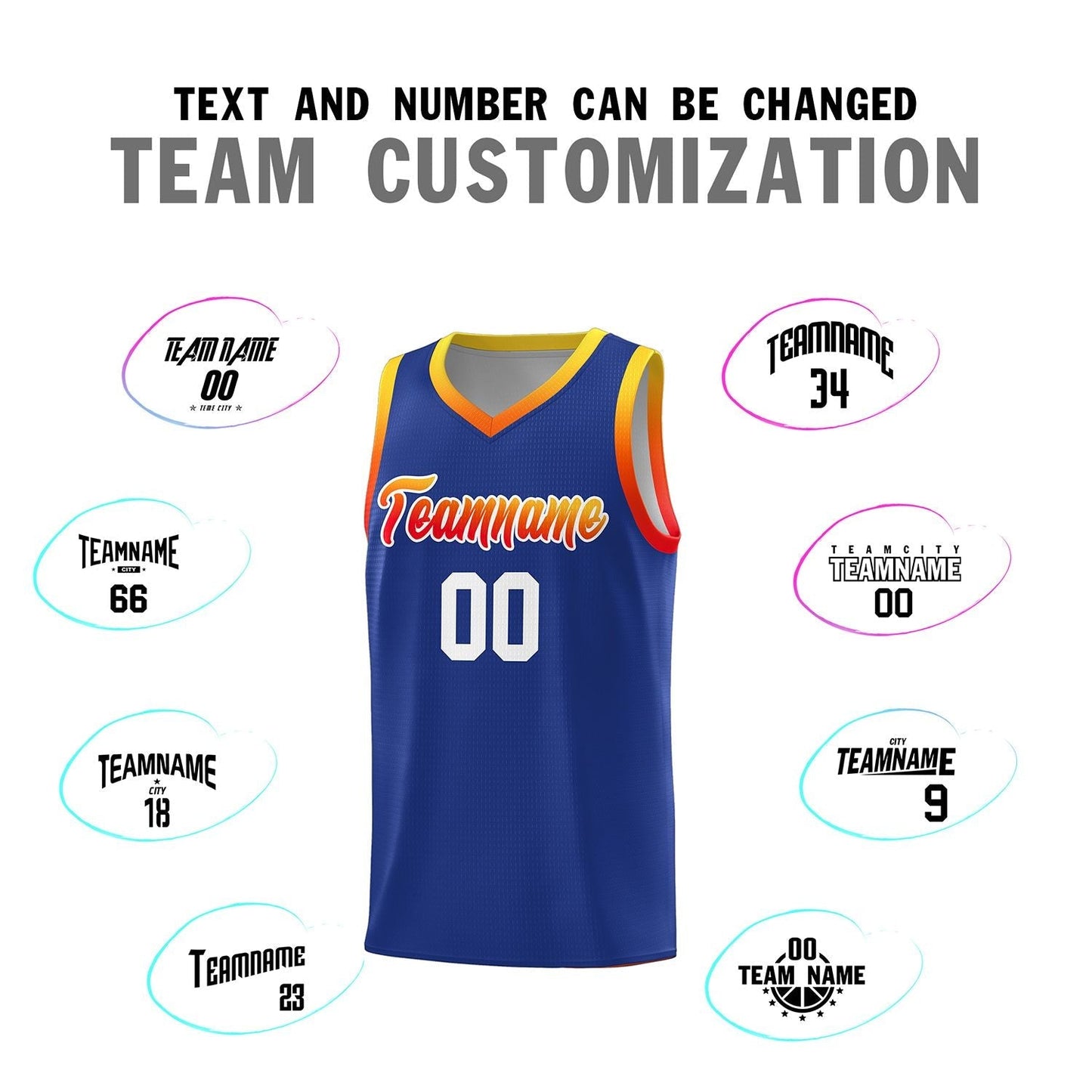 Custom Royal Personalized Gradient Font Sports Uniform Basketball Jersey