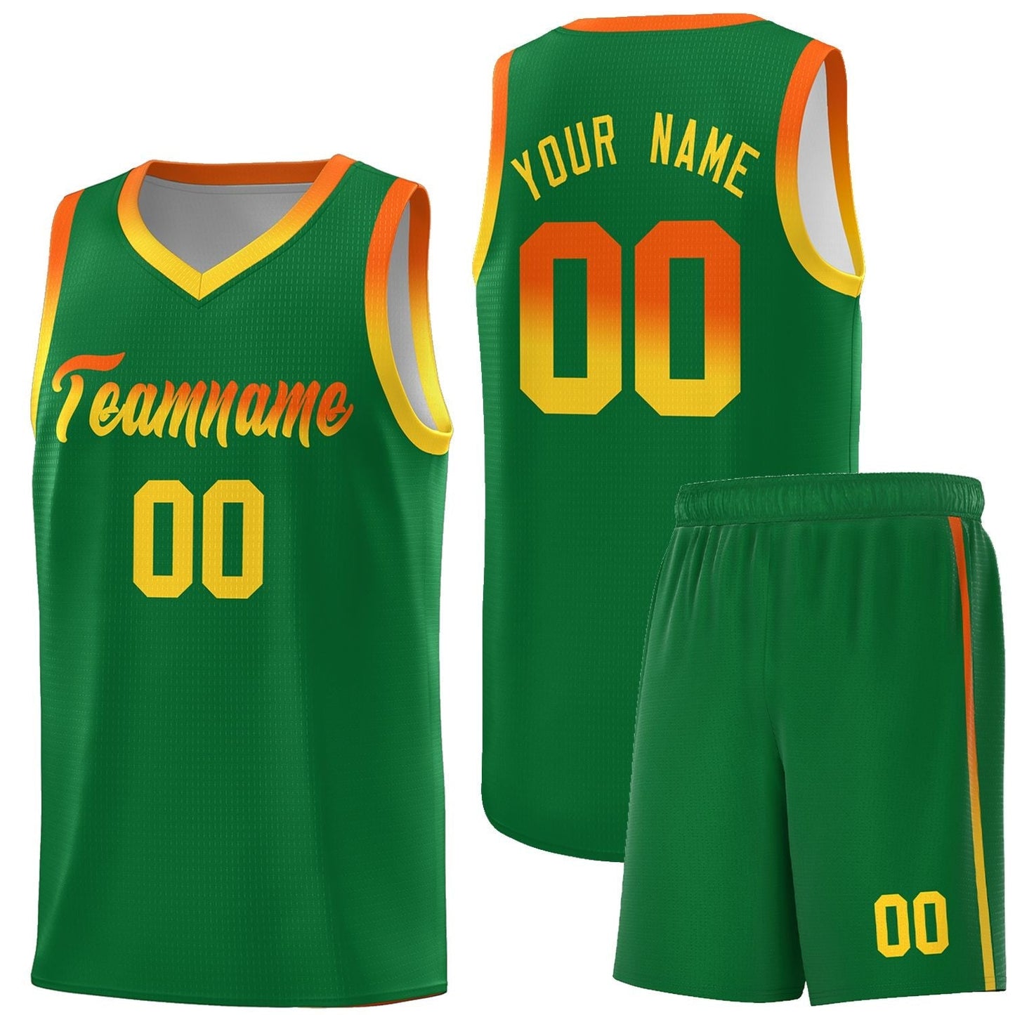 Custom Kelly Green Personalized Gradient Font Sports Uniform Basketball Jersey