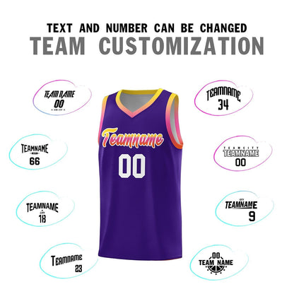 Custom Purple Personalized Gradient Font Sports Uniform Basketball Jersey