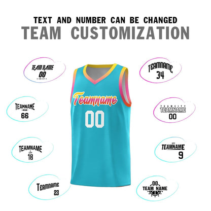 Custom Sky Blue Personalized Gradient Font Sports Uniform Basketball Jersey