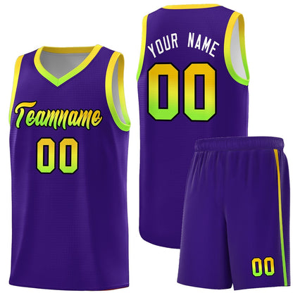 Custom Purple Personalized Gradient Font Sports Uniform Basketball Jersey