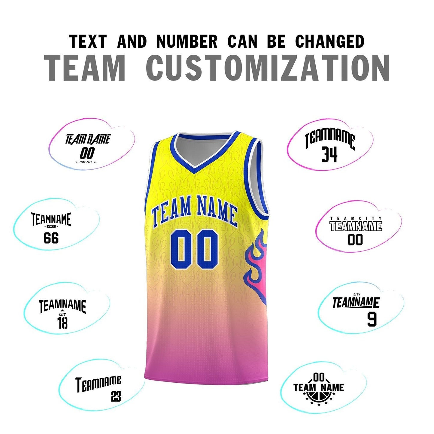 Custom Orange Pink-Royal Flame Gradient Fashion Sports Uniform Basketball Jersey