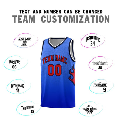 Custom Royal Navy-White Flame Gradient Fashion Sports Uniform Basketball Jersey