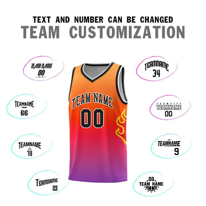 Custom Orange Red-Black Flame Gradient Fashion Sports Uniform Basketball Jersey