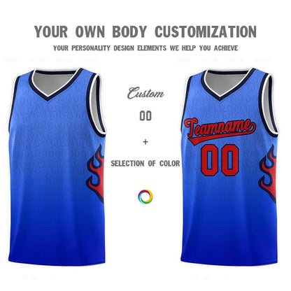 Custom Royal Navy-White Flame Gradient Fashion Sports Uniform Basketball Jersey