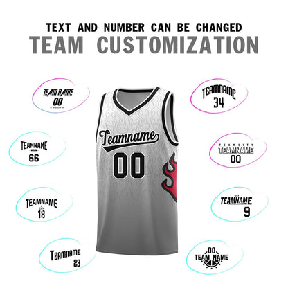 Custom White Dark Gray-Black Flame Gradient Fashion Sports Uniform Basketball Jersey