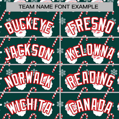 Custom Green White-Red Christmas Graffiti Pattern Authentic Baseball Jersey