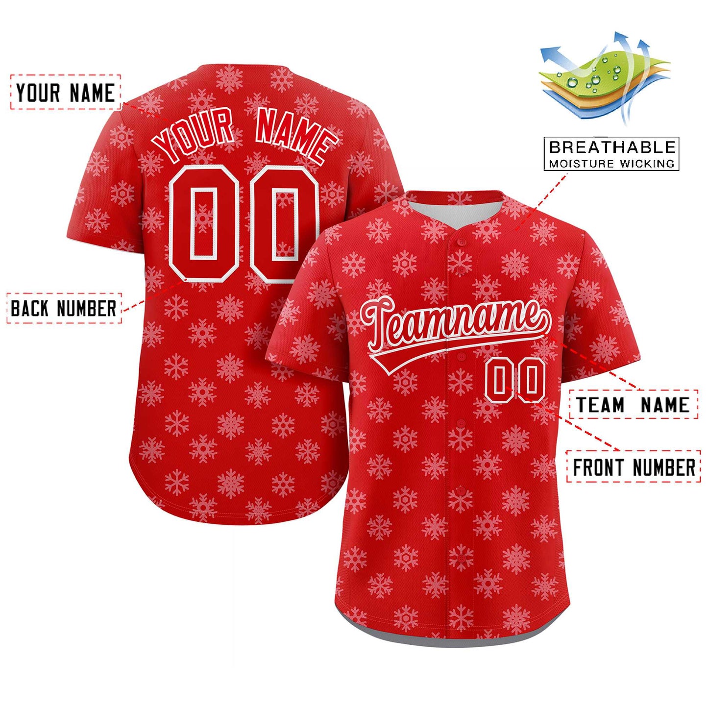 Custom Red White Christmas Graffiti Pattern Authentic Baseball Jersey