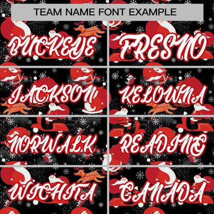 Custom Black White-Red Christmas Graffiti Pattern Authentic Baseball Jersey