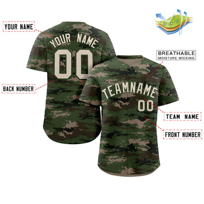 Custom Camo White Green Authentic Baseball Jersey