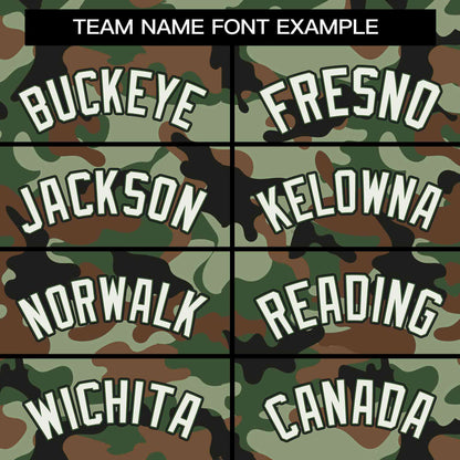 Custom Camo White Green-Black Authentic Baseball Jersey