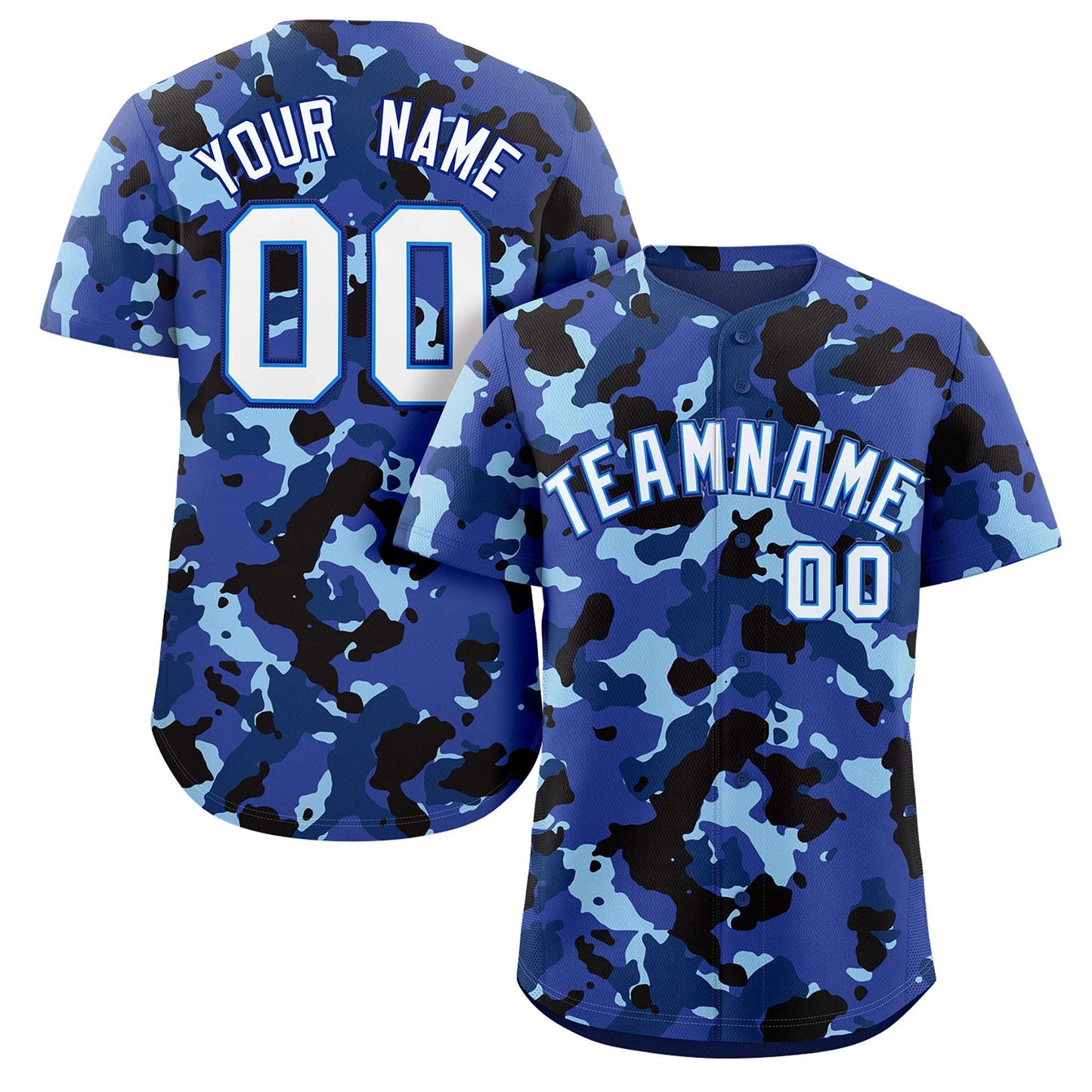 Custom Camo White Light Blue-Royal Authentic Baseball Jersey