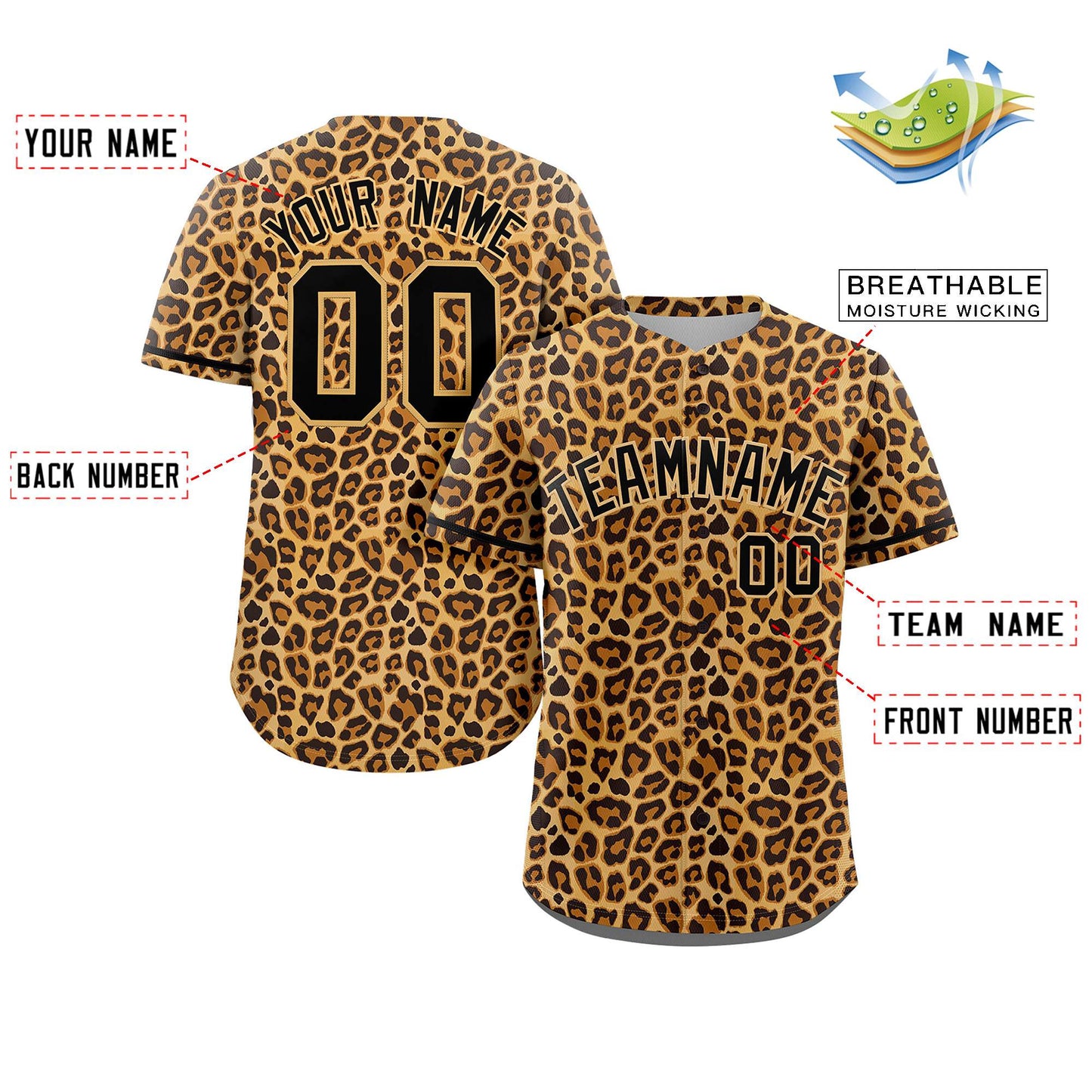 Custom Black-Old Gold Leopard Graffiti Pattern Authentic Baseball Jersey