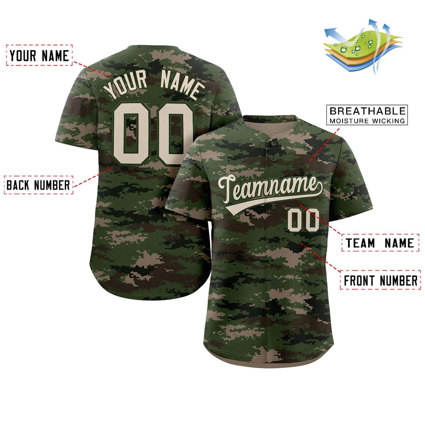 Custom Camo White Green Authentic Baseball Jersey