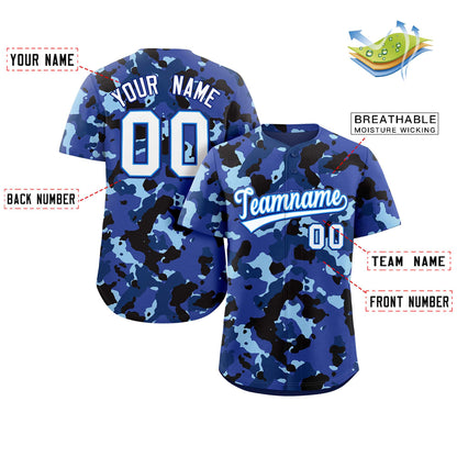 Custom Camo White Light Blue-Royal Authentic Baseball Jersey