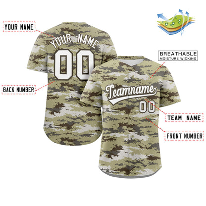 Custom Camo White Gray-Brown Authentic Baseball Jersey