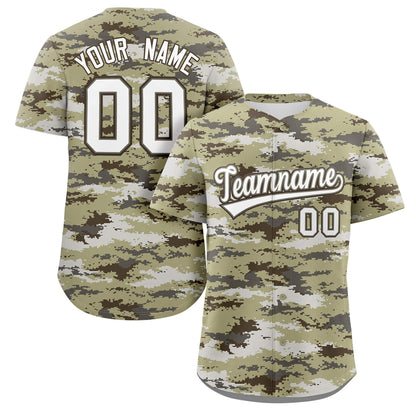 Custom Camo White Gray-Brown Authentic Baseball Jersey