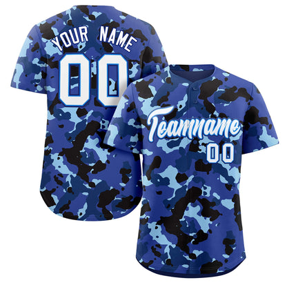 Custom Camo White Light Blue-Royal Authentic Baseball Jersey