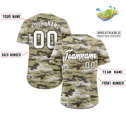 Custom Camo White Gray-Brown Authentic Baseball Jersey