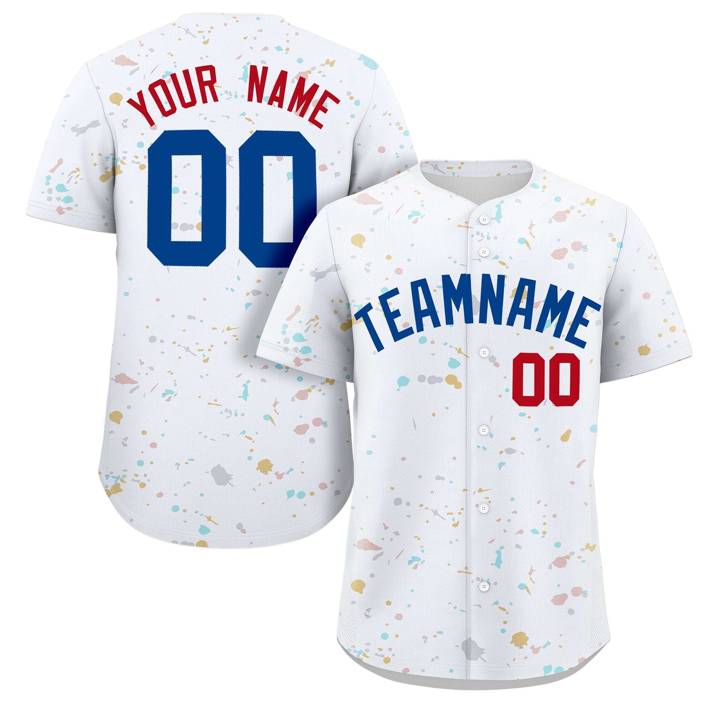 Custom White Royal Splash Graffiti Pattern Authentic Baseball Jersey