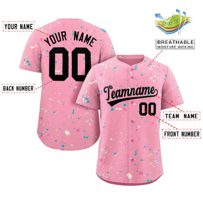 Custom Pink Black Splash Graffiti Pattern Authentic Baseball Jersey