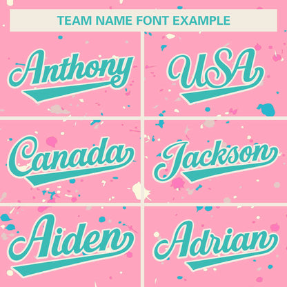 Custom Pink Aqua-Cream Splash Graffiti Pattern Authentic Baseball Jersey