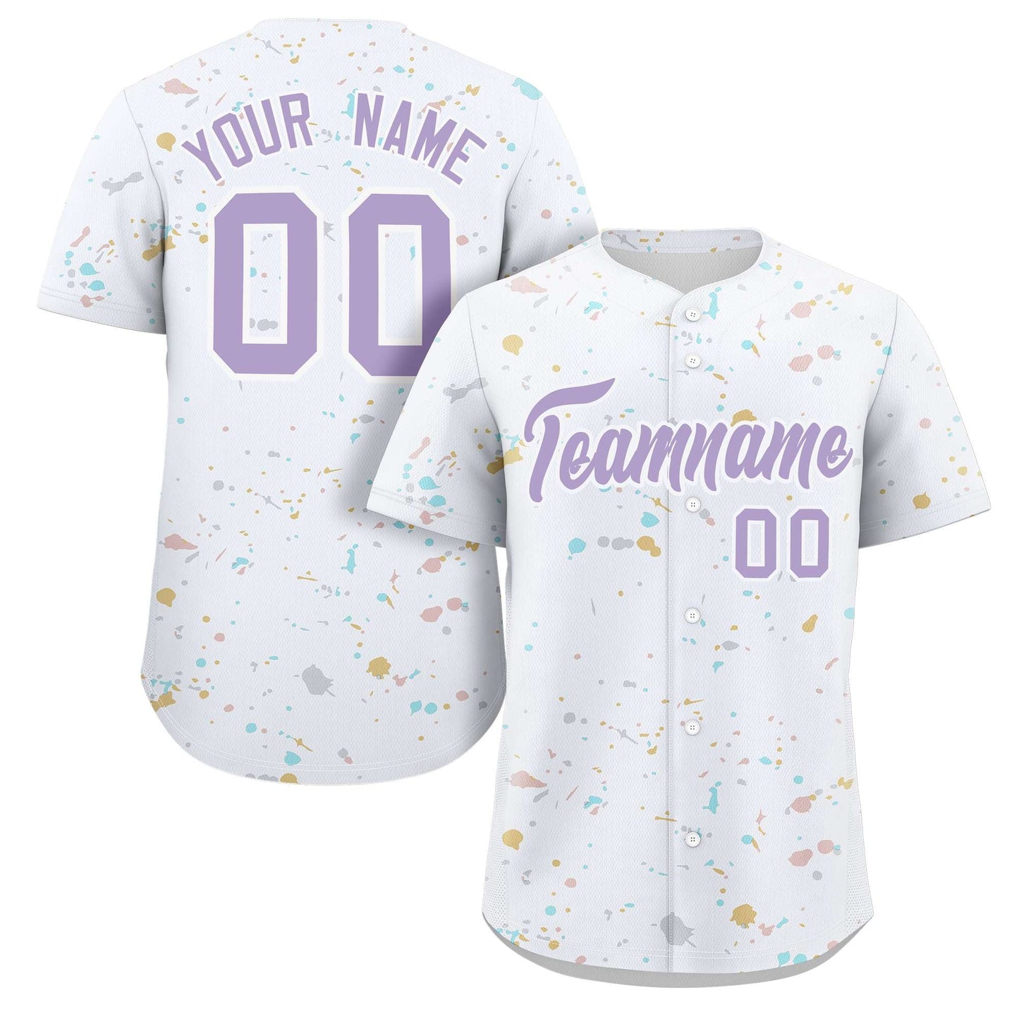 Custom White Purple Splash Graffiti Pattern Authentic Baseball Jersey