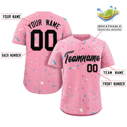 Custom Pink Black Splash Graffiti Pattern Authentic Baseball Jersey