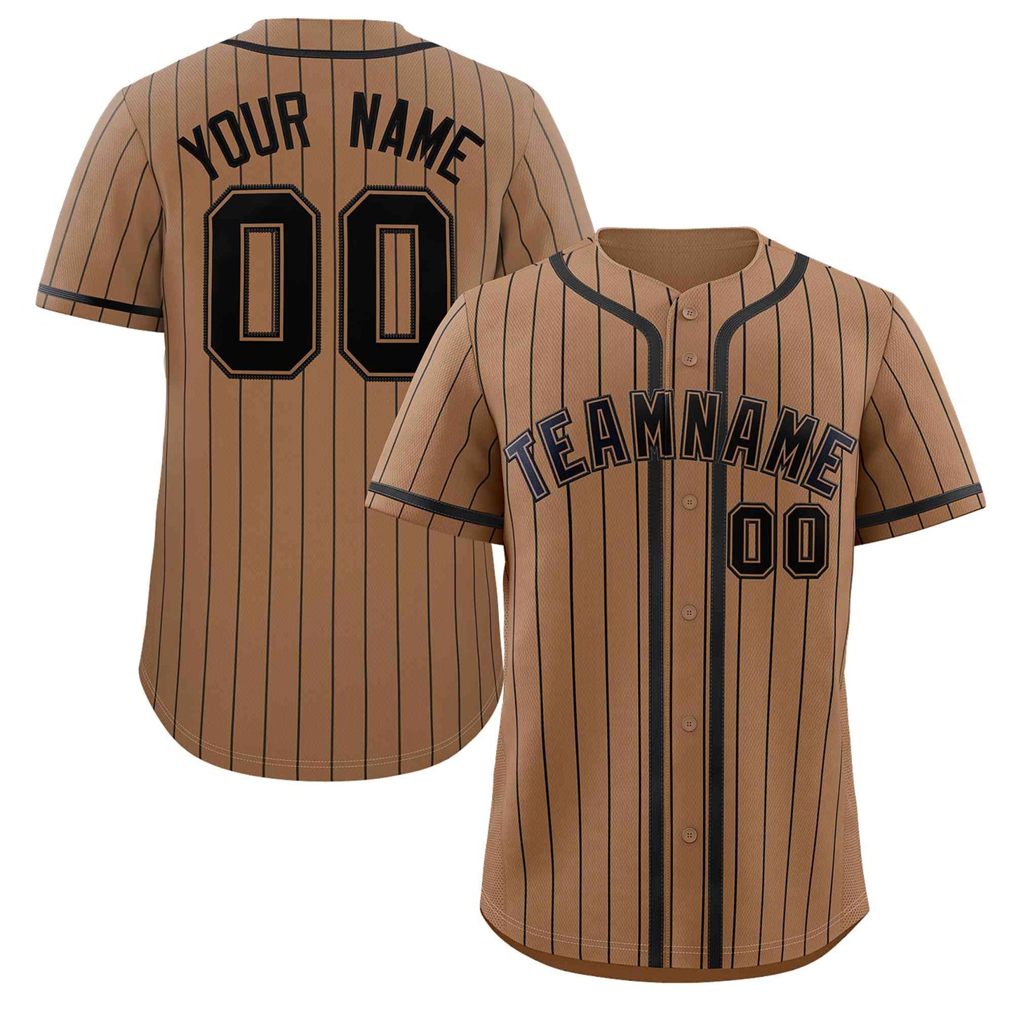 Custom Brown Black Stripe Fashion Design Full Button Authentic Baseball Jersey