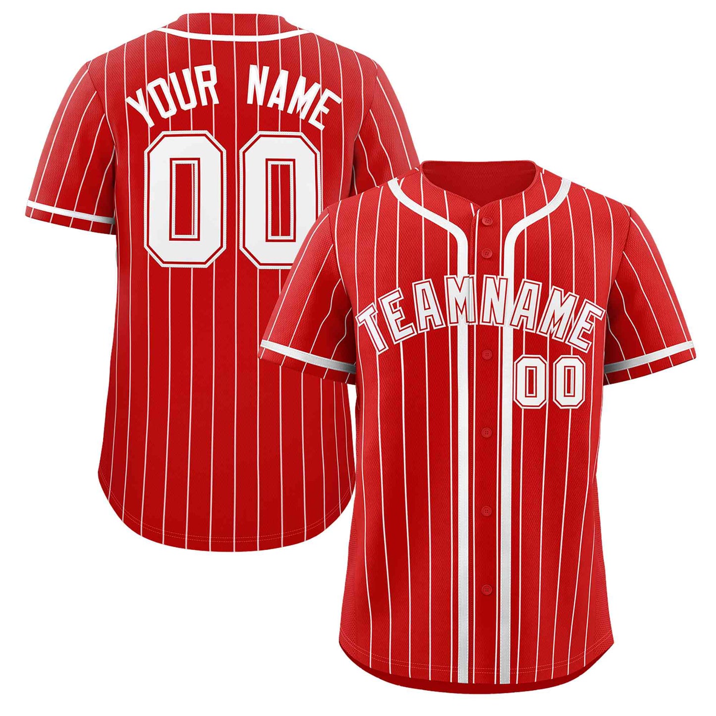 Custom Red White Stripe Fashion Design Full Button Authentic Baseball Jersey