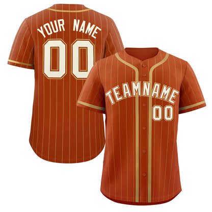 Custom Texas Orange Old Gold Stripe Fashion Design Full Button Authentic Baseball Jersey