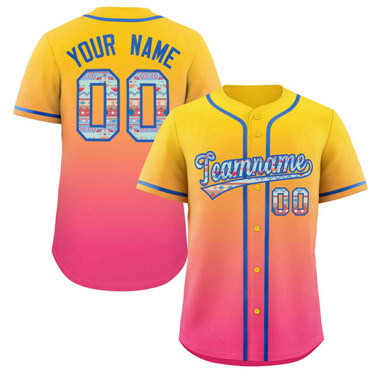 Custom Gradient Fashion Baseball Jersey Personalized Ethnic Pattern Name Number for Men Women Youth