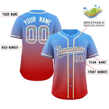 Custom Gradient Fashion Baseball Jersey Personalized Ethnic Pattern Name Number for Men Women Youth