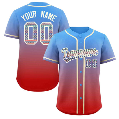 Custom Gradient Fashion Baseball Jersey Personalized Ethnic Pattern Name Number for Men Women Youth