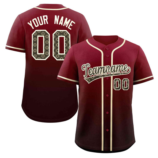 Custom Gradient Fashion Baseball Jersey Personalized Ethnic Pattern Name Number for Men Women Youth