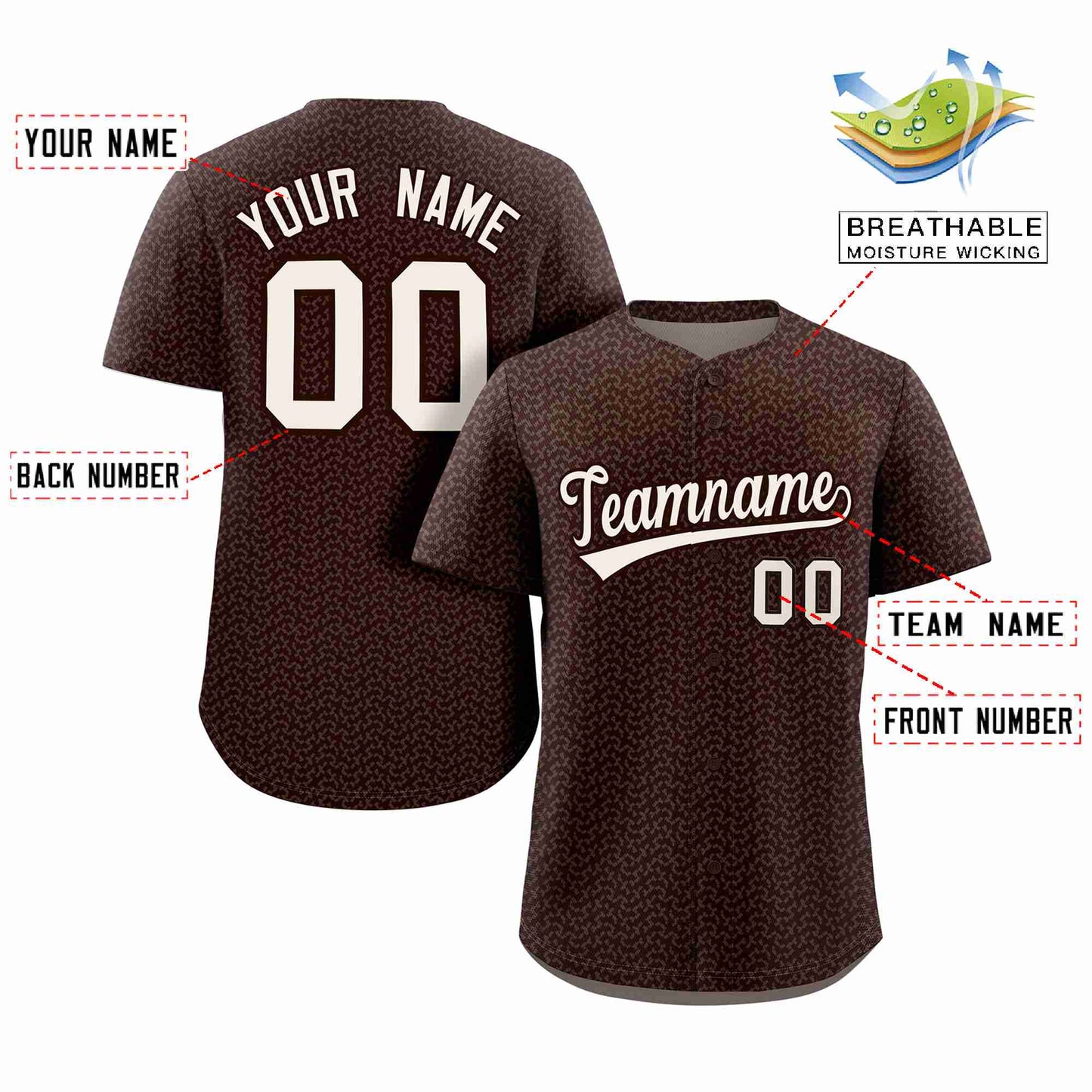 Custom Brown Cream Texture Graffiti Pattern Personalized Authentic Baseball Jersey