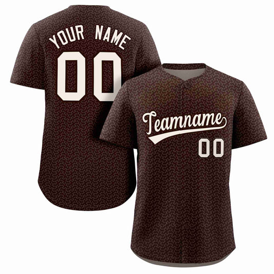 Custom Brown Cream Texture Graffiti Pattern Personalized Authentic Baseball Jersey