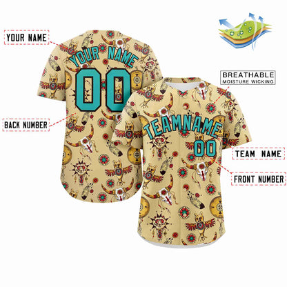 Custom Cream 3D Graffiti Pattern Personalized Design Authentic Baseball Jersey