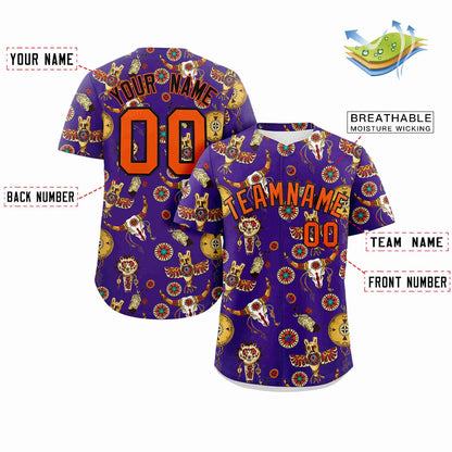 Custom Purple 3D Graffiti Pattern Personalized Design Authentic Baseball Jersey