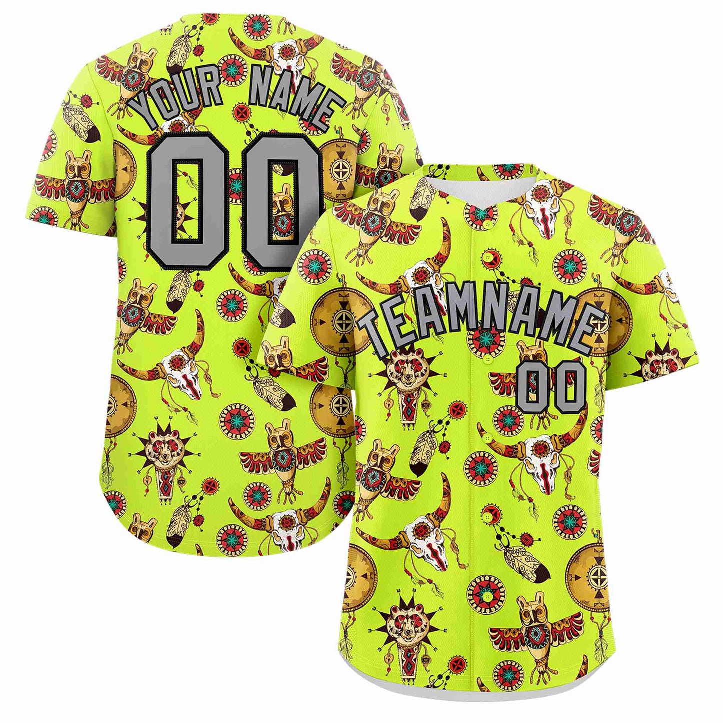 Custom Neon Green 3D Graffiti Pattern Personalized Design Authentic Baseball Jersey