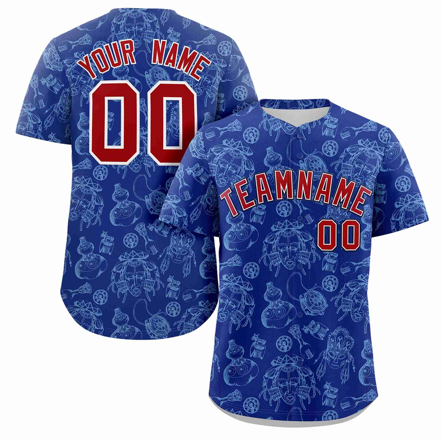 Custom Royal 3D Graffiti Pattern Personalized Design Authentic Baseball Jersey