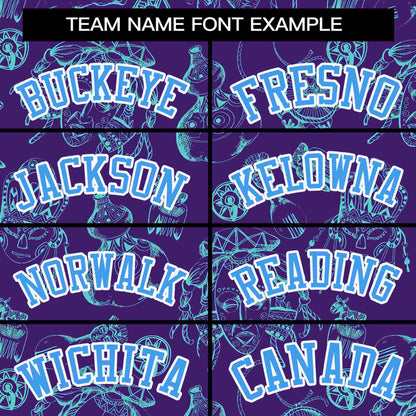 Custom Purple 3D Graffiti Pattern Personalized Design Authentic Baseball Jersey