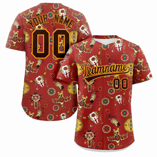 Custom Red 3D Graffiti Pattern Personalized Design Authentic Baseball Jersey