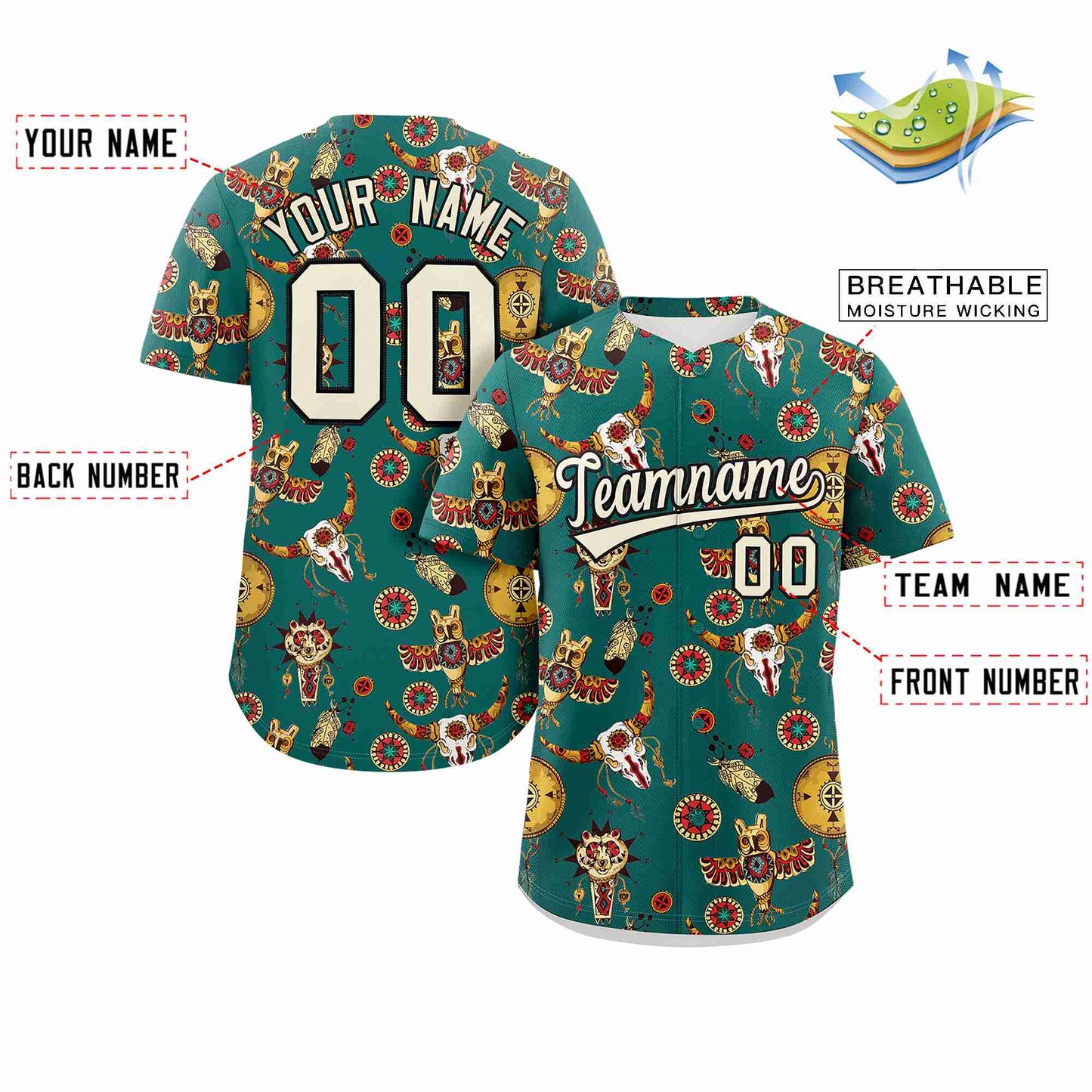 Custom Aqua 3D Graffiti Pattern Personalized Design Authentic Baseball Jersey