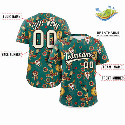 Custom Aqua 3D Graffiti Pattern Personalized Design Authentic Baseball Jersey