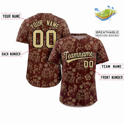 Custom Crimson 3D Graffiti Pattern Personalized Design Authentic Baseball Jersey