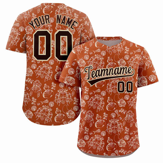 Custom Texas Orange 3D Graffiti Pattern Personalized Design Authentic Baseball Jersey